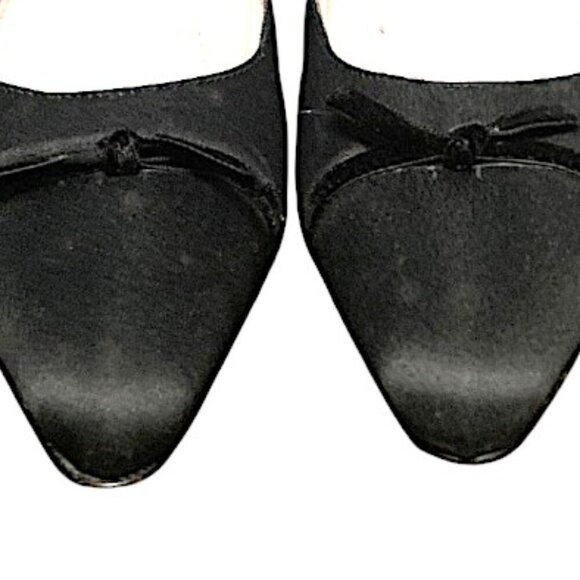 Banana Republic Satin Pointed Toe Flats with Velvet Bow Detail Black Size 6.5 - Picture 6 of 9